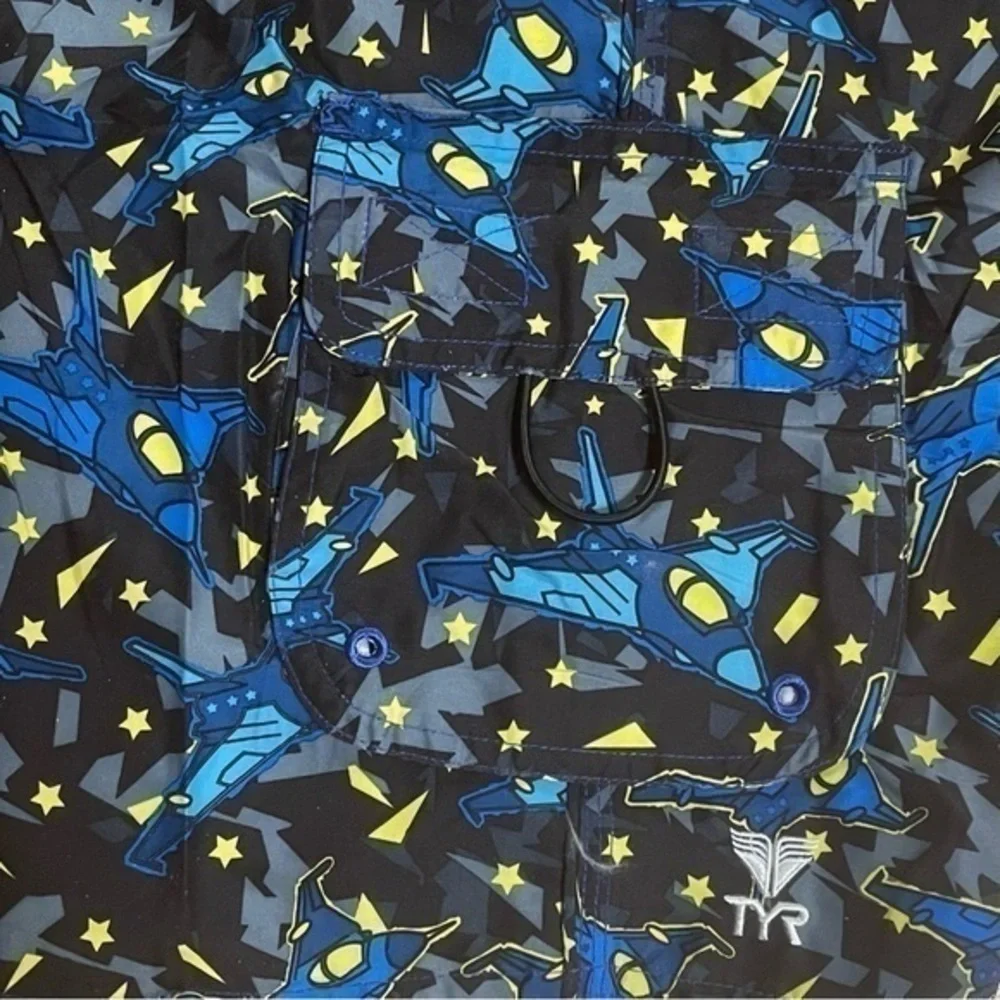 TYR Boy’s Nightfight Challenger Trunk - Black Blue - Size XL (16/18) - NWT